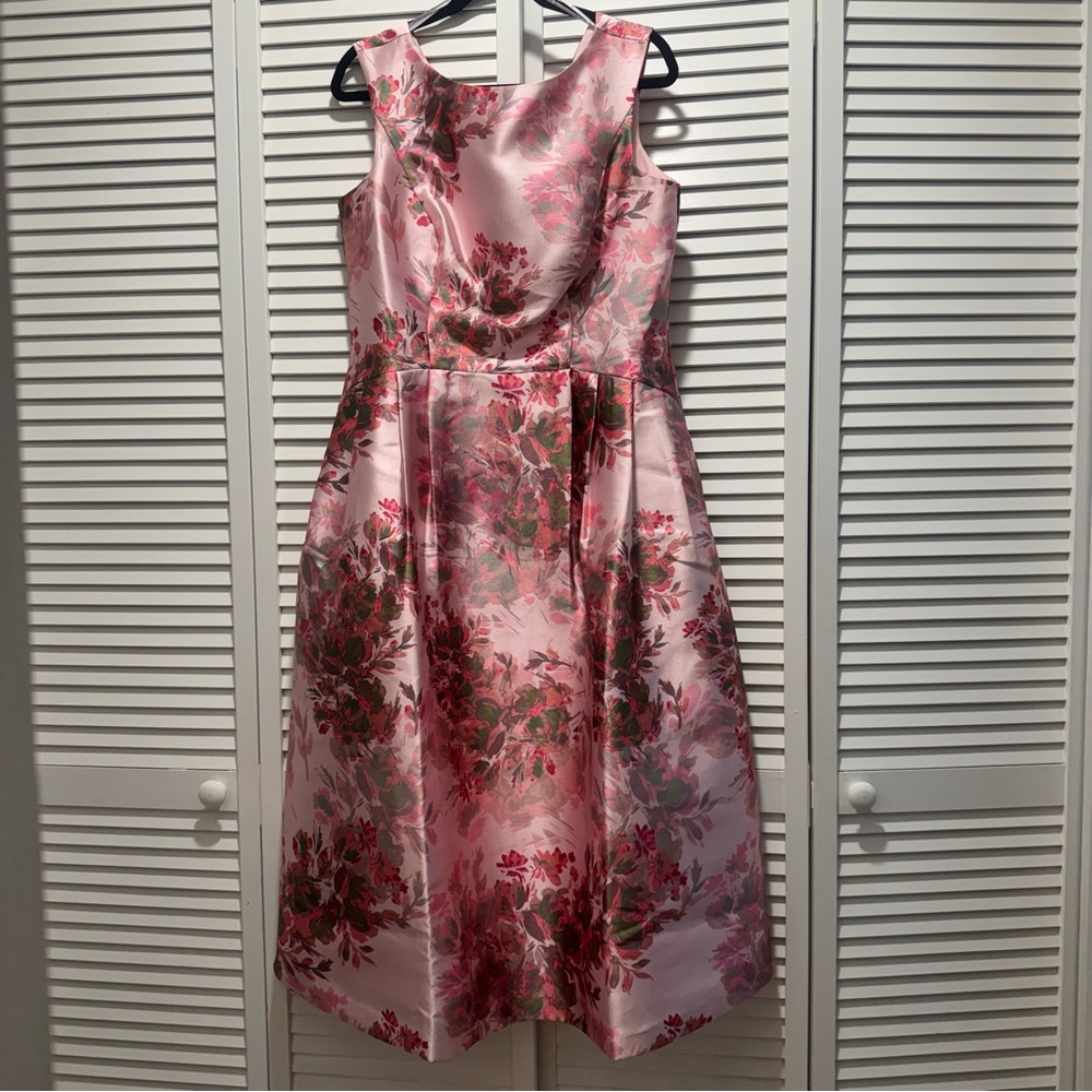 Charming Floral Pink Sleeveless A-Line Dress